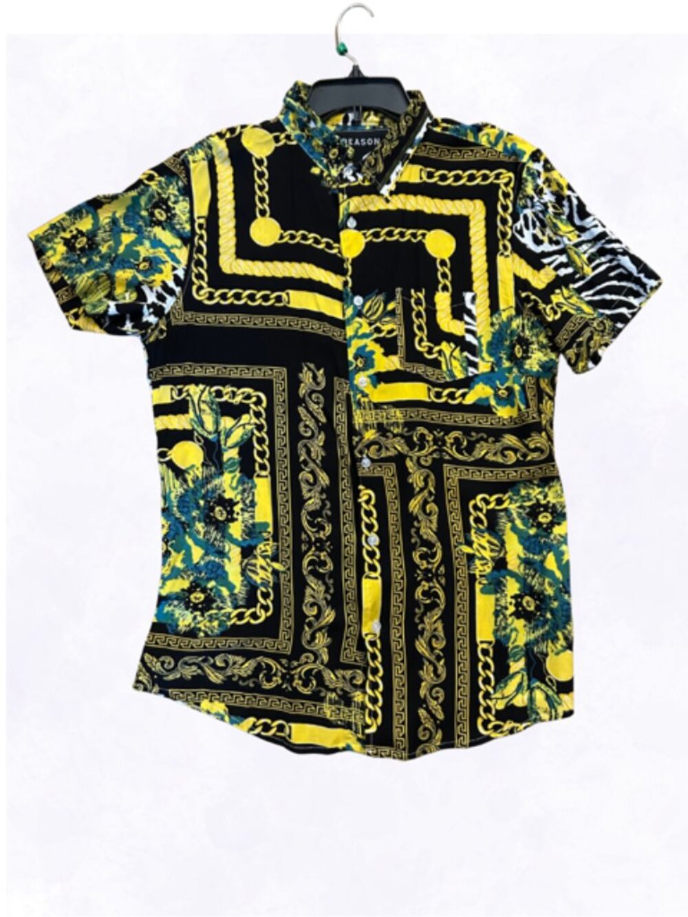 Safari Tribal Print Men's Short Sleeve Button Down Shirt NWT